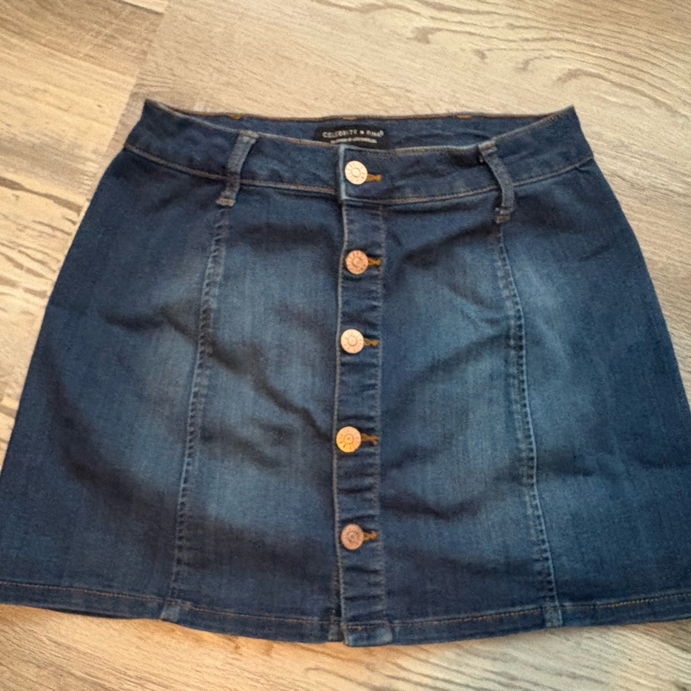 Celebrity pink jean skirt